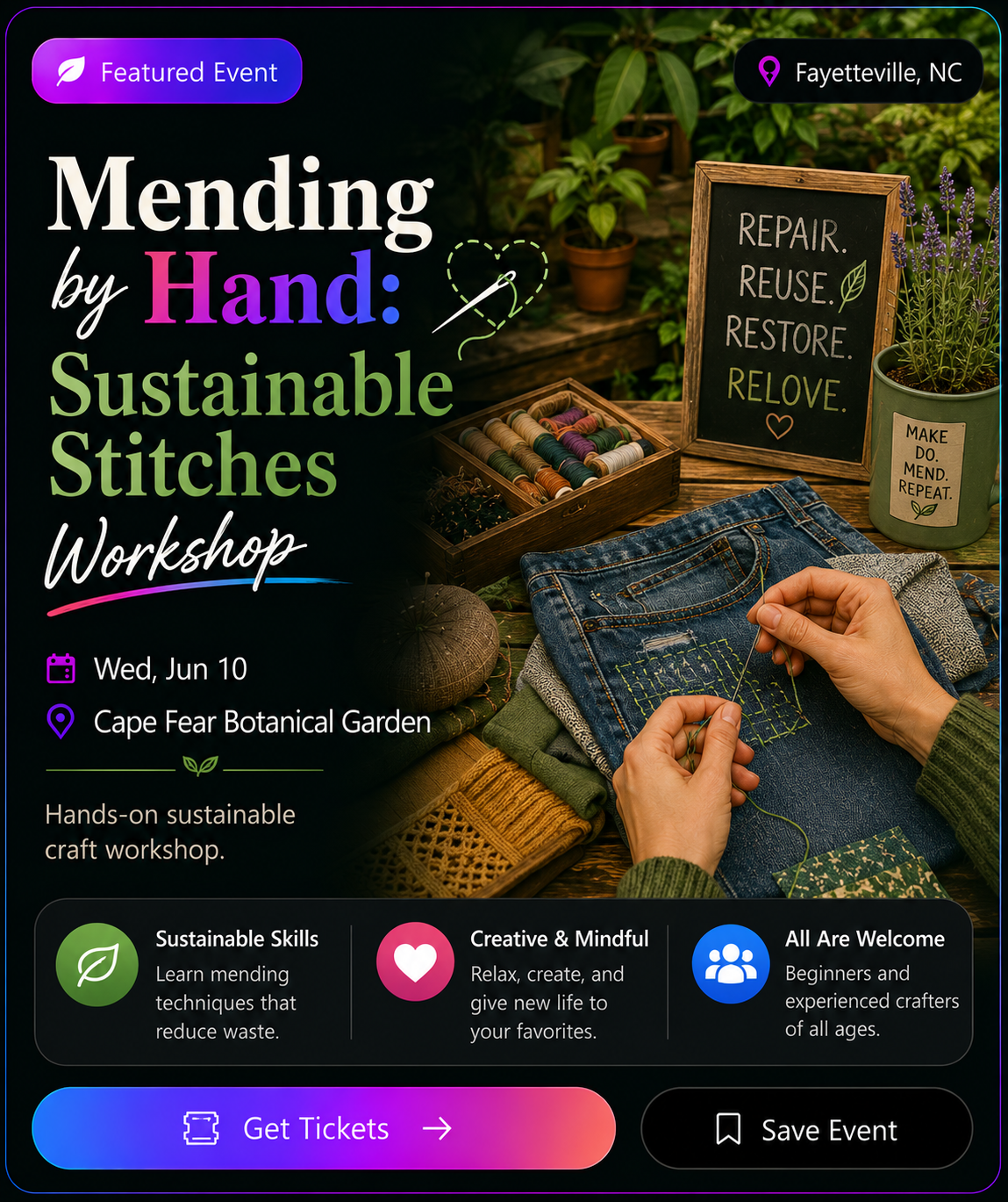 Mending by Hand: Sustainable Stitches Workshop