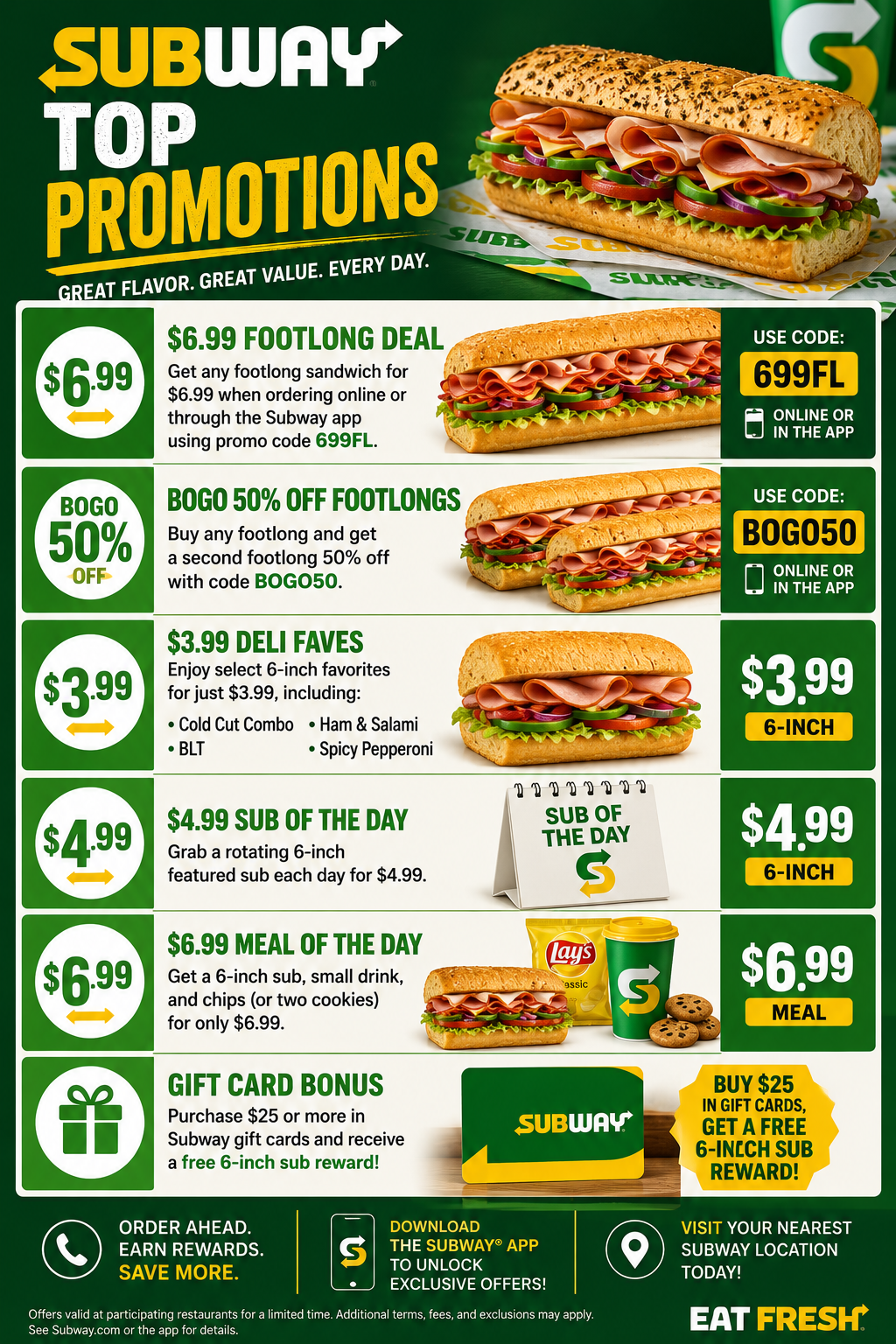 🥪 Top Subway Promotions