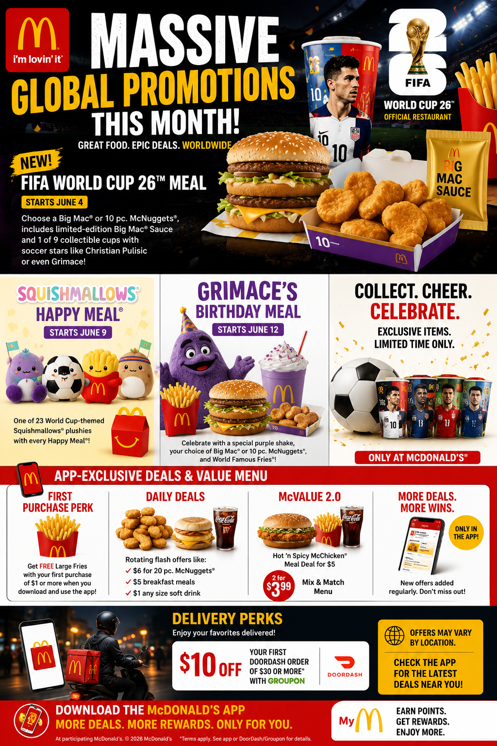 McDonald's is highlighting massive, global promotions this month, led by the FIFA World Cup 26 campaign.